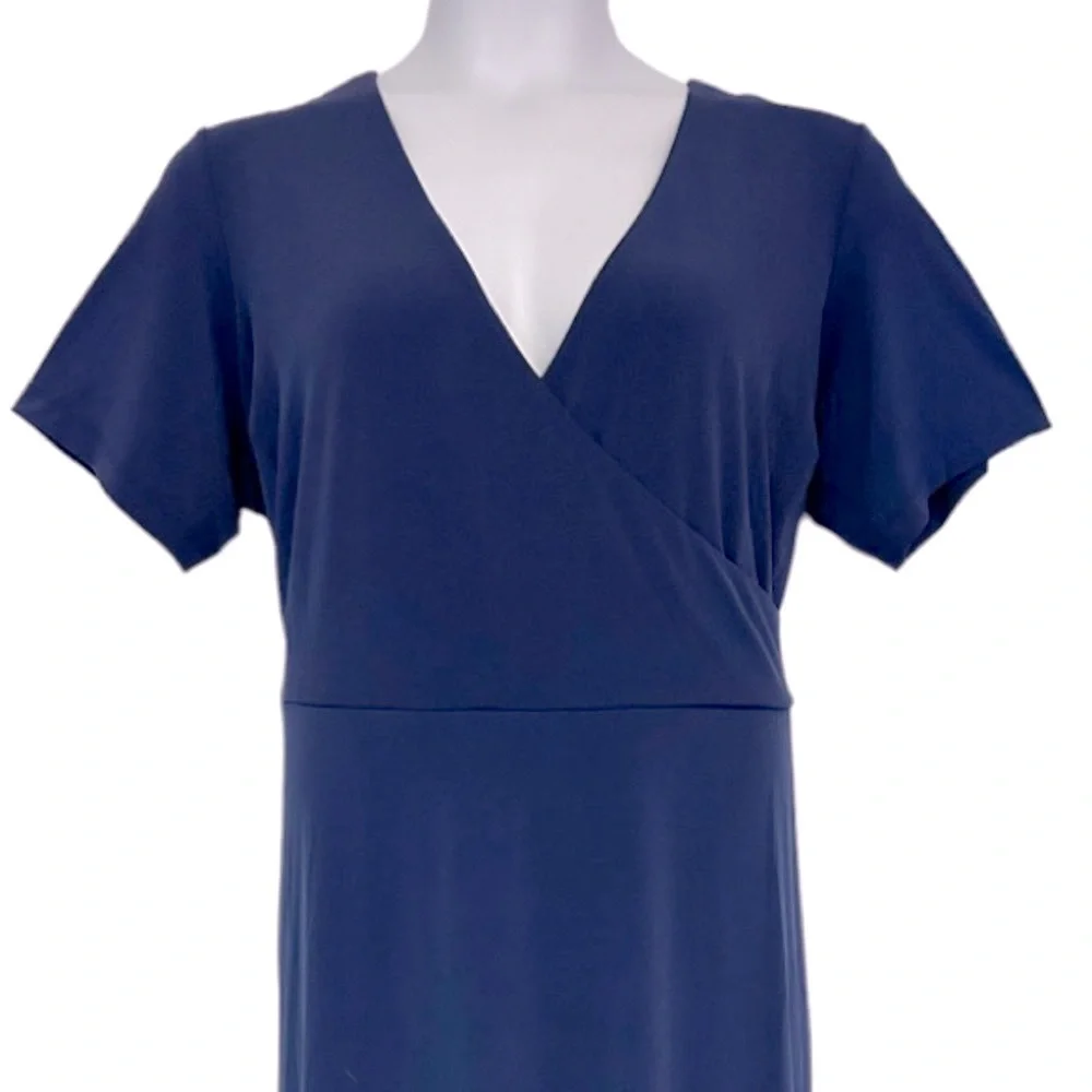 Catherine Malandrino faux Wrap Jersey Knit Office Casual Navy Dog Show Dress  1X - Picture 8 of 15